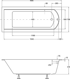 Besco Акриловая ванна Shea Slim 170x70 – фотография-5